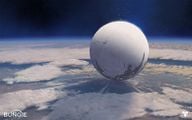 The City can be seen underneath the Traveler
